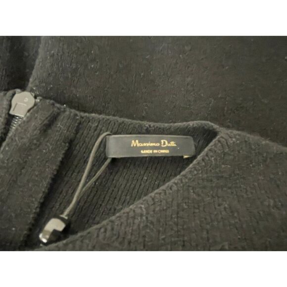 Massimo Dutti Women Mini Pinafore Dress L Black Wool Blend Knit 6657/631 NWT - Picture 5 of 15